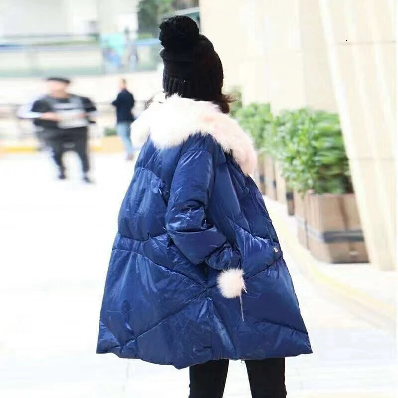 TWOTWINSTYLE лоскутный мех Drawstring женское хлопковое пальто с круглым вырезом Фонарь длинный рукав молния толстые парки женские зима