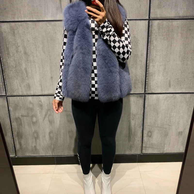 

gilet real ladies fox women natural fur vest