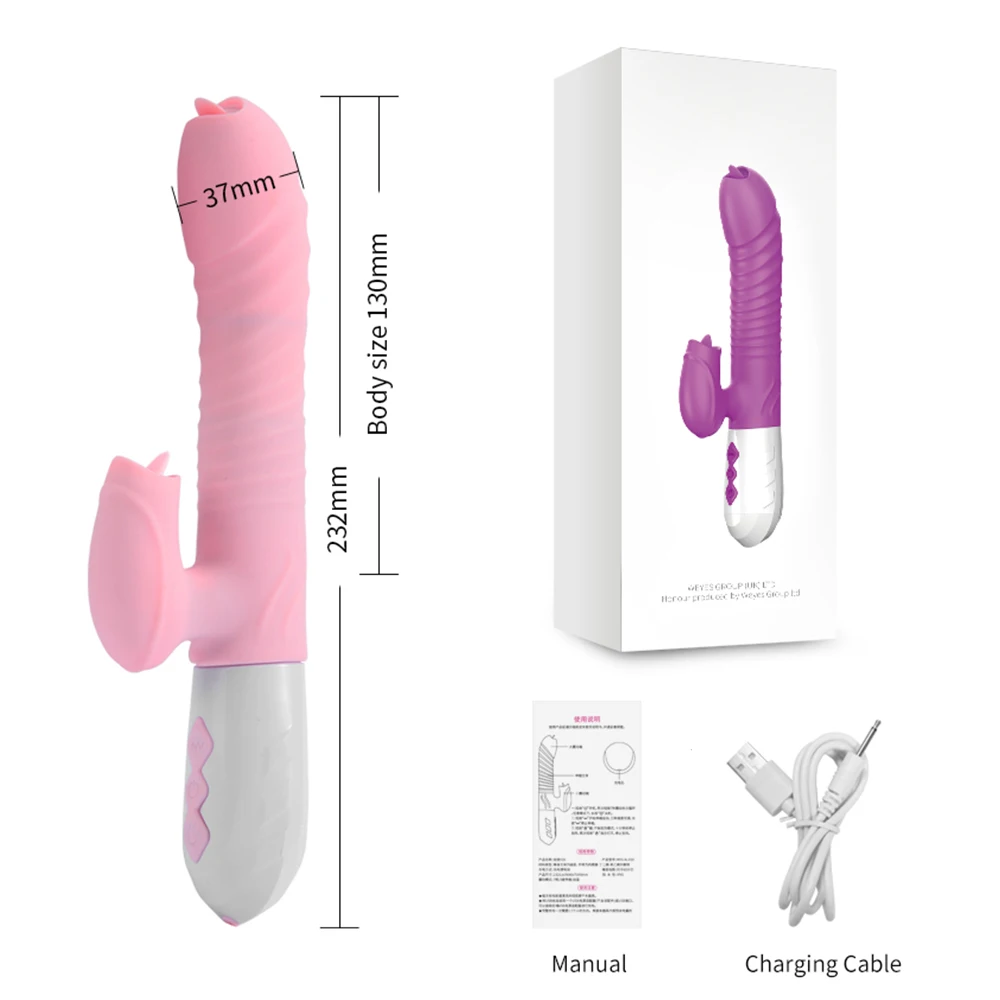 Двойной язычок Cunnilingus вибратор телескопический вращающийся фаллоимитатор