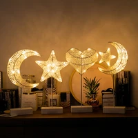led night light table lamp creative handmade rattan love moon bedside lamp battery powered party home bedroom decorative lamp