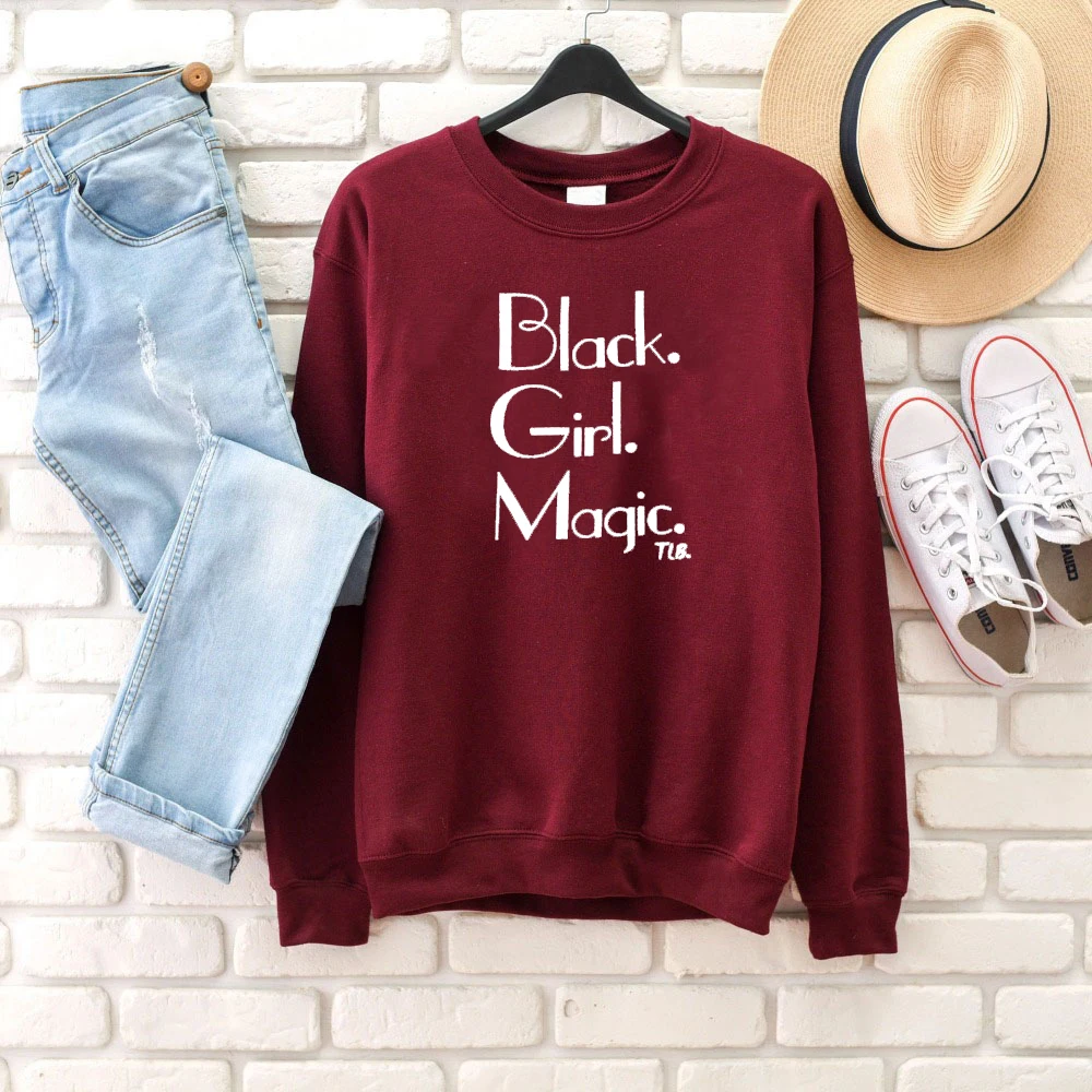 

Black girl magic sweatshirt women fashion young hipster girl gift pullovers young hipster vintage party cotton tops M564