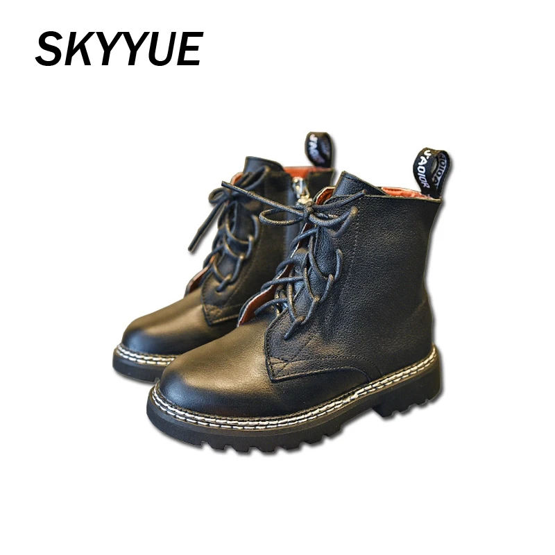 Осенние детские Ботинки Martin ботильоны для мальчиков кожаные ботинки маленьких