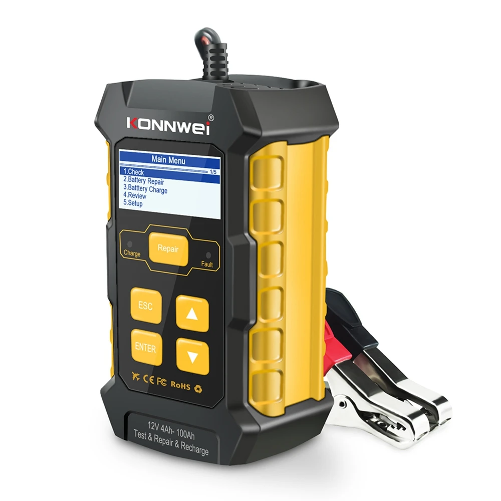 

KONNWE KW510 Car Battery Charger and Tester 12V Battery Maintainer for Cranking and Charging Systems