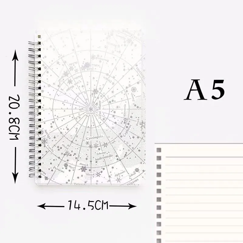 Silver A5 Line Новое поступление A5 A6 B5 Kawaii звездное небо двойная спираль блокнот планировщик линия Сетка точка пустой рисунок Sketchbook канцелярские принадлежности - Цвет: Silver A5 Line