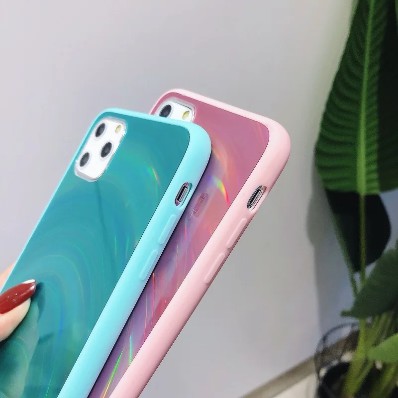 Голографическая Призма лазерный чехол для iPhone 11 Pro X XR XS Max s 3D радужный блестящий