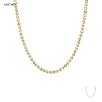 andywen 925 sterling silver gold zircon cz charm choker long chain necklace 2021 wedding luxury jewelry special chain soft jewel