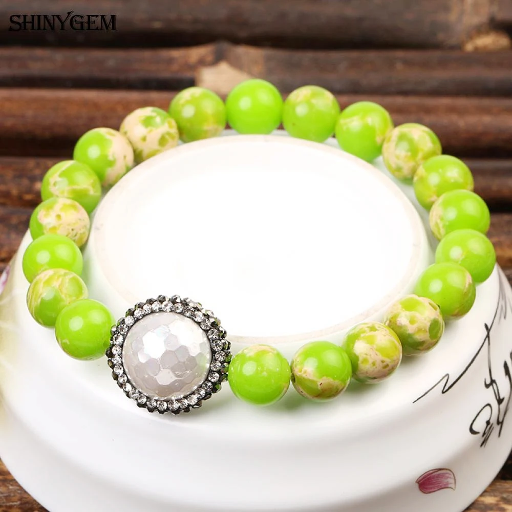 Браслет из бисера ShinyGem Sea sedence Jaspers большой белый корпус жемчуг циркон натуральный