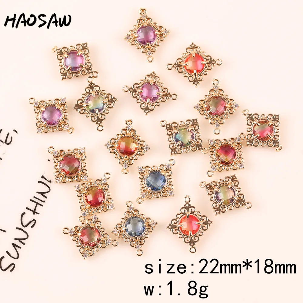 HAOSAW 18*22 мм 4 шт./лот кружевные боковые хрустальные подвески/двойные