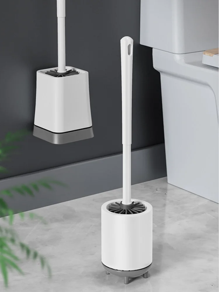 

Silicone Toilet Brush Soft Bristle Wall mounted Bathroom Toilet Brush Holder Set Cleaning Tool Durable Thermoplastic Rubber