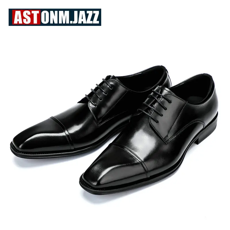 Мужская кожаная обувь мужская из натуральной кожи Повседневная Деловая черные