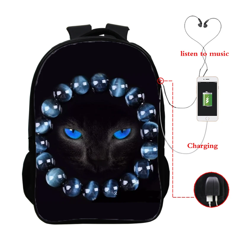 

Mochila 3d Cat Print Laptop Backpack Custom School Bags Teenage Boys Girls Backpack Usb Charging Waterproof Travel Backbag Bag