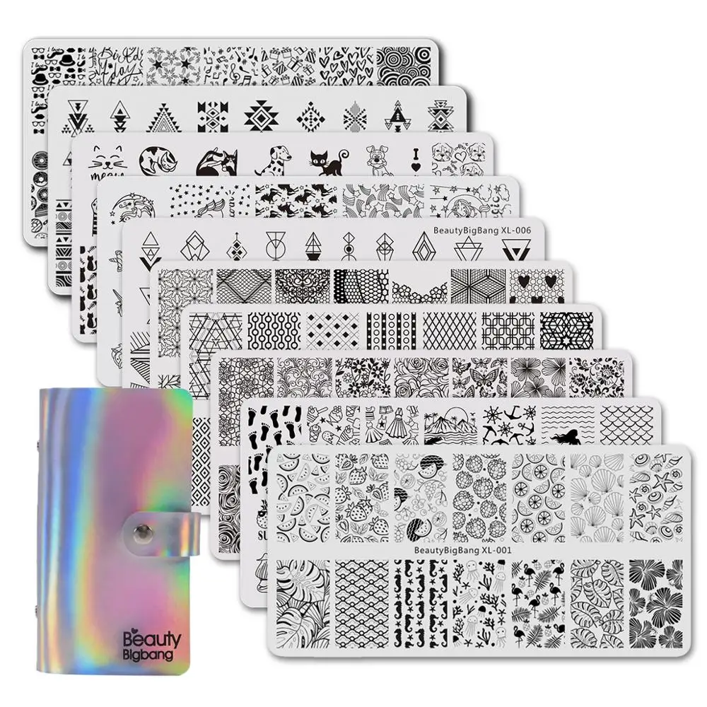 Основа для стемпинга ногтей BeautyBigBang набор из 10 шт. дизайна 6*12 см прямоугольный