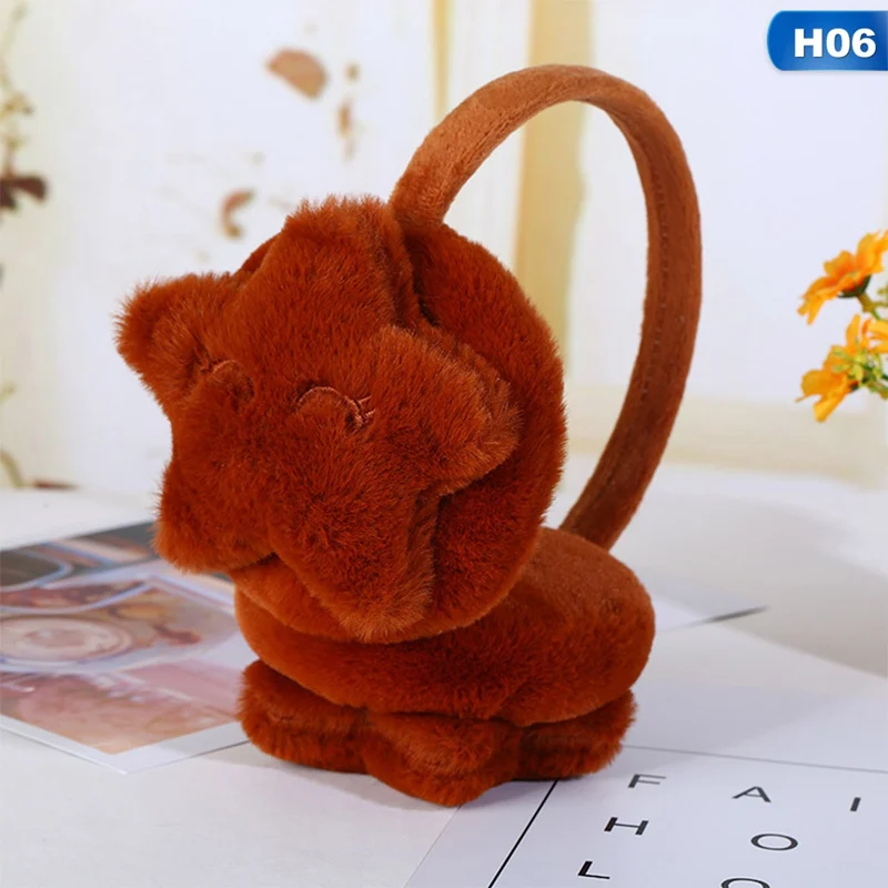 H06 Новые теплые наушники со звездами, плюшевые меховые наушники, зимняя муфта для женщин, Детские однотонные теплые мягкие наушники - Цвет: H06