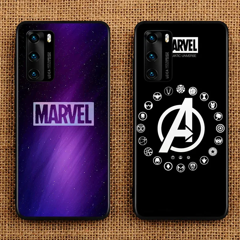 Silicone Cover Marvel Logo Avengers For Huawei P 50 P40 P30 P20 P10 P9 P8 Pro Plus Lite E mini 2017 2019 Phone Case | Мобильные