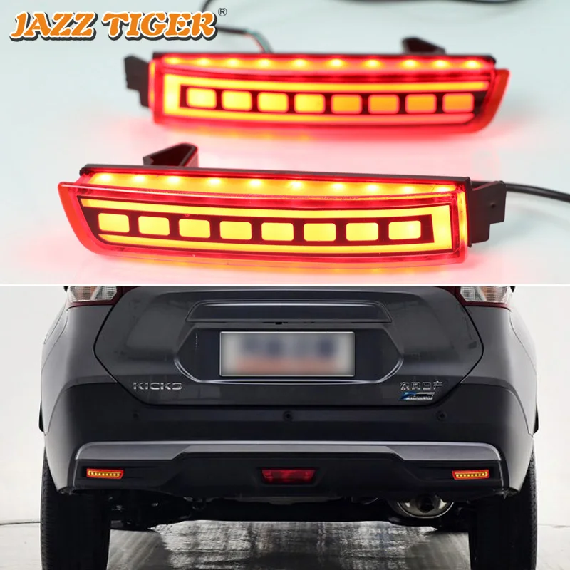 

JAZZ TIGER Multi-functions Car LED Rear Fog Lamp Brake Light Rear Bumper Decoration Lamp For Nissan Sentra 2015 2016 2017 2018