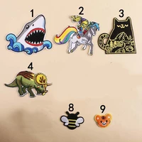 cartoon animal embroidery patch shark dinosaur black cat badge used to decorate girls backpack jacket iron on clothes