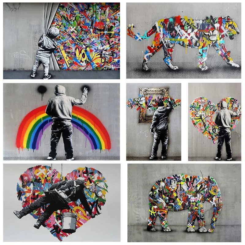 

Abstract Love Heart Street Art Graffiti Posters And Prints Wall Painting On Canvas Art Printing Pictures For Living Room Decor