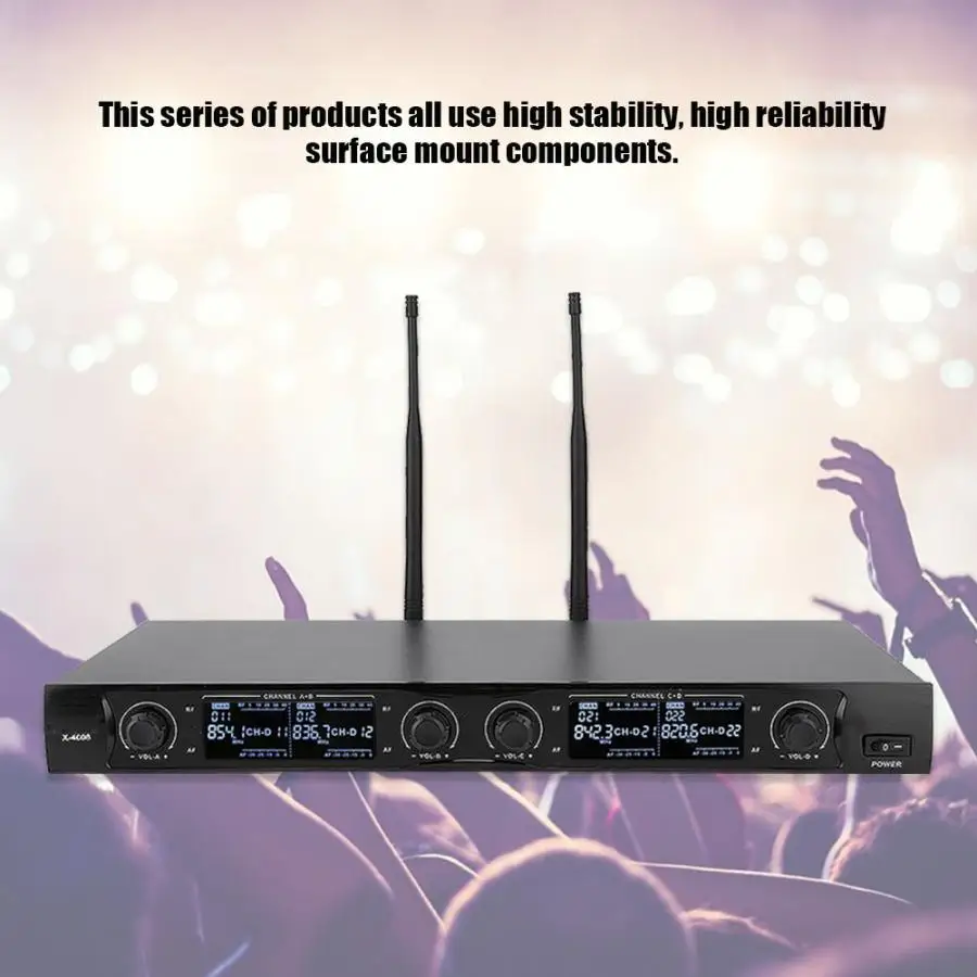 Конденсаторный микрофон Профессиональный 4 канала в комплекте UHF 700 790 МГц) с 2 шт