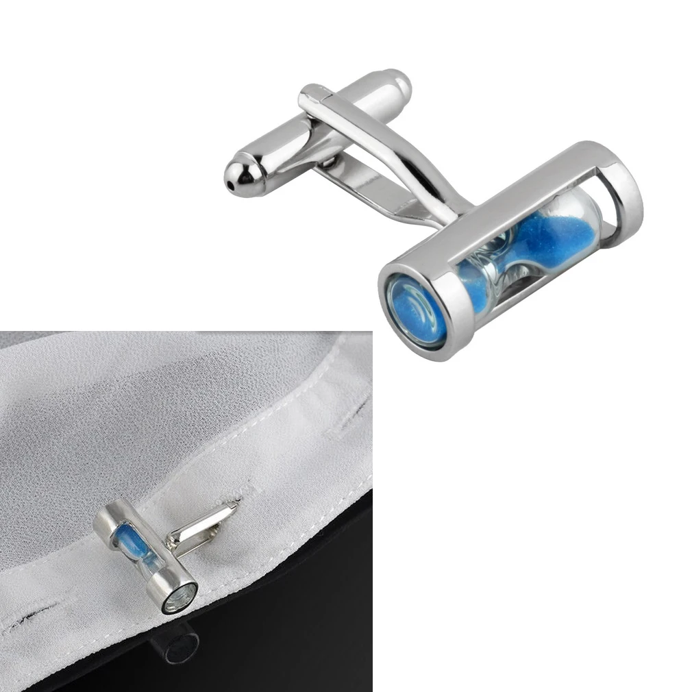 1 Pair Blue Hourglass Silver Mens Shirt Cuff Links Cufflinks Wedding Party Gift Fashion Jewelry | Украшения и аксессуары