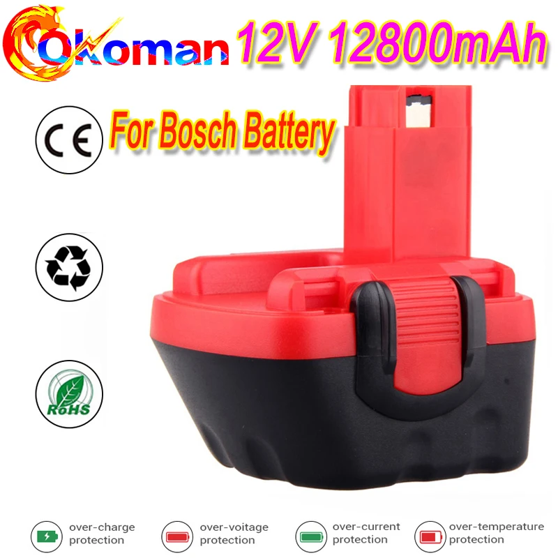 12 V 12800 мА/ч металл гидридных или никель Батарея для Bosch дрель GSR VE 2 GSB PSB BAT043 BAT045 BTA120