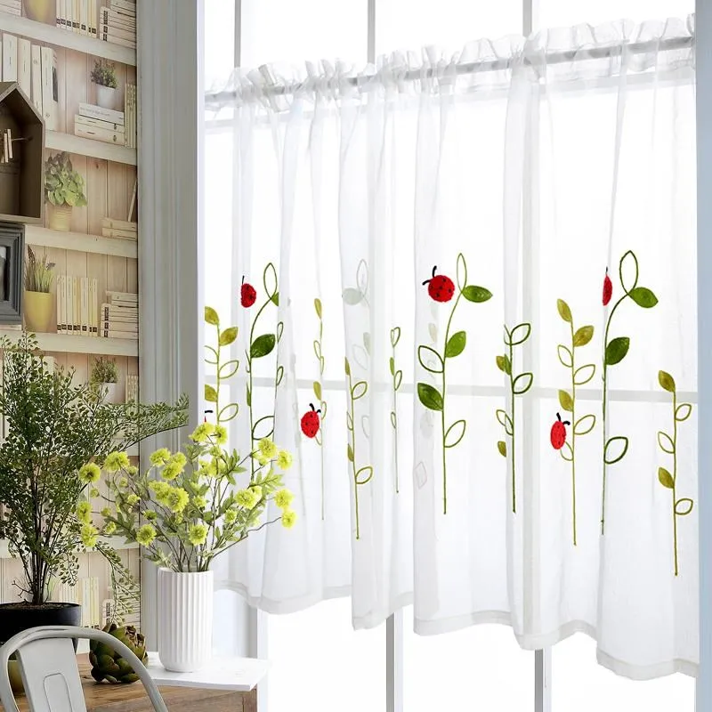 Божья коровка короткие Шторы s для гостиной тюль окна Кухня Прозрачная Вуаль DL WP121