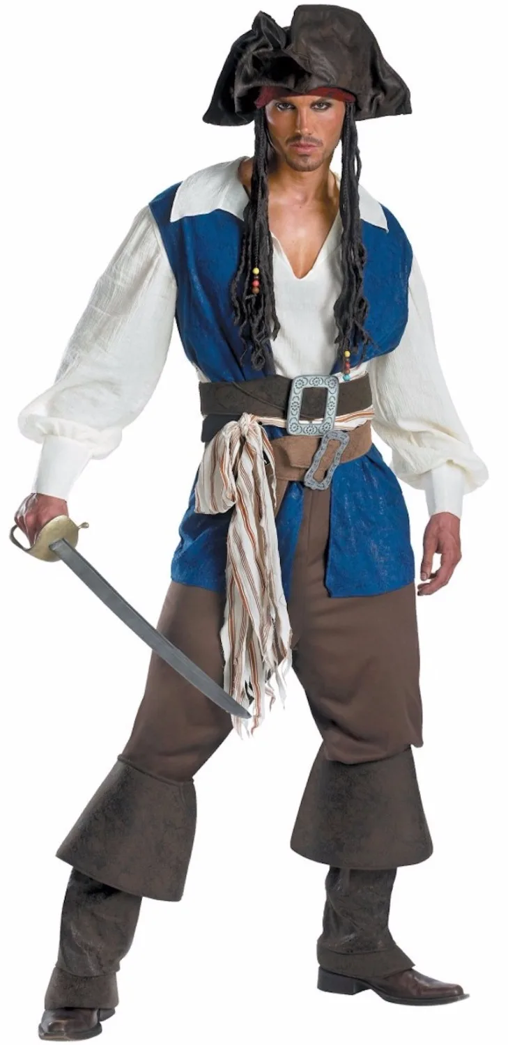 

Men Pirate Jack Costume Halloween Carnival Buccaneer Uniforms Party Fancy Dress pirates of the caribbean Cosplay Costumes