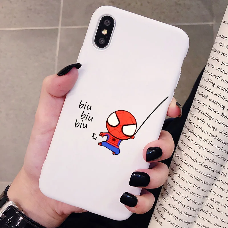 Чехол для телефона XiaoMi RedMi Note 8 7 6 5 K20 Pro Человек-паук Marvel матовый Силиконовый чехол s мягкая задняя крышка - Цвет: P1White
