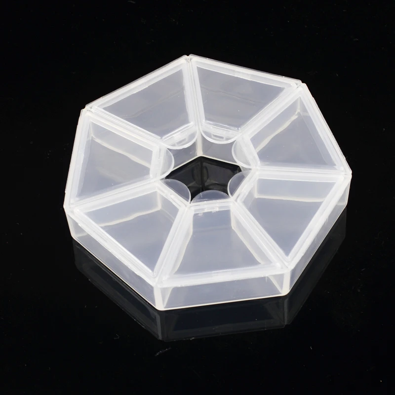 

1Pc 7 Grids Clear Empty Nail Decorations Display Container with Cap Nails Nail Art Storage Case Tool