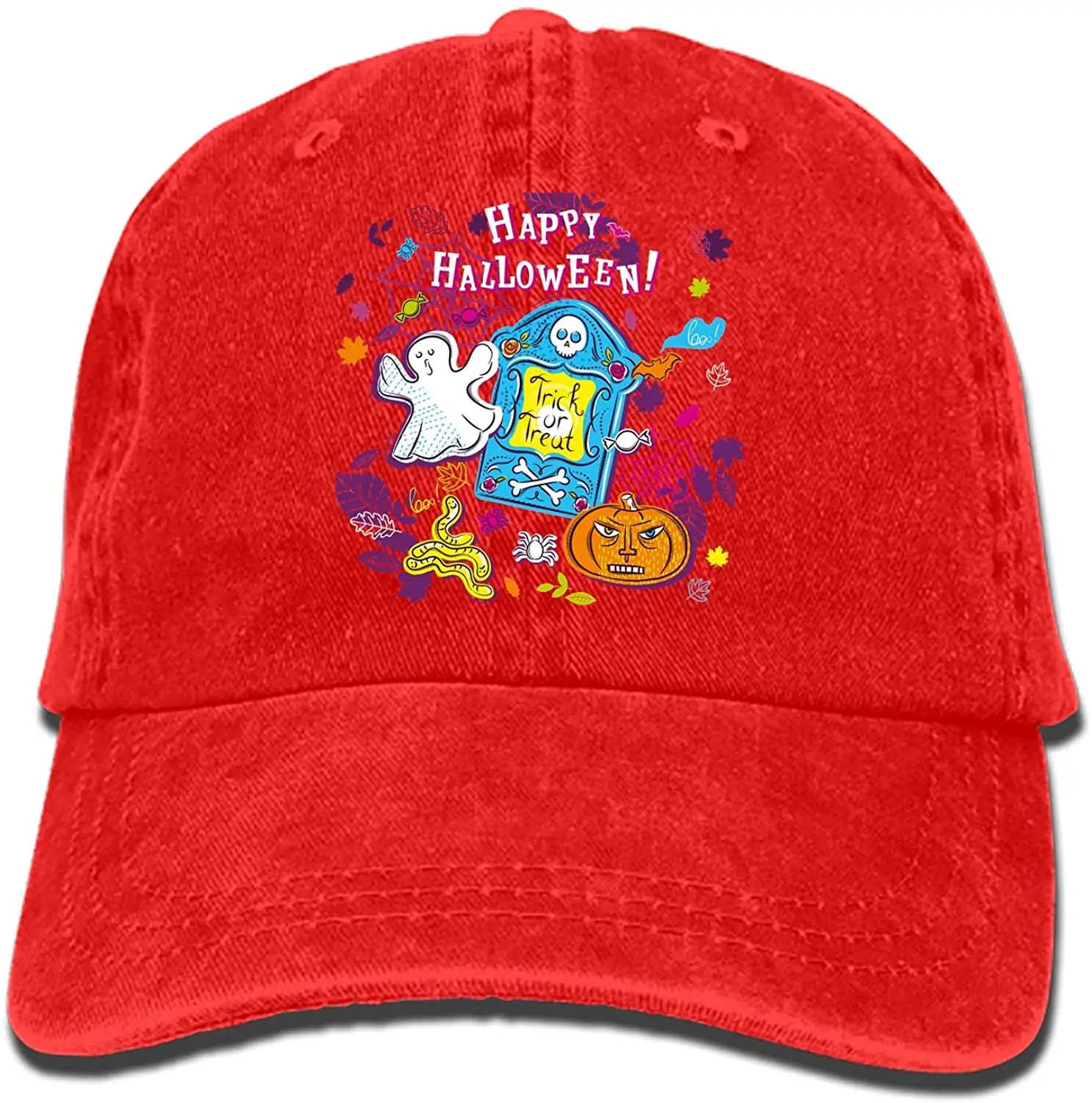 

Pumpkin Plain Adjustable Cowboy Cap Denim Hat for Women and Men