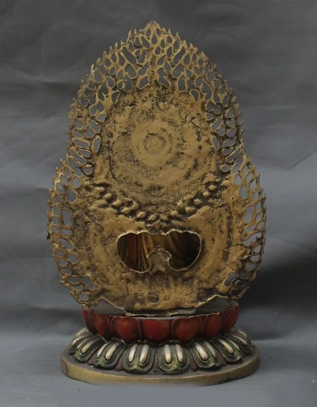 

wedding decoration Old tibet buddhism bronze Painting sakyamuni Shakyamuni Tathagata buddha statue