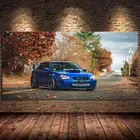 Настенные художественные плакаты и принты Subaru, автомобильные аксессуары, брелок для автомобиля Subaru STI голубая спортивная машина осень дорога Холст Картина без рамки для Декор в гостиную без рамы