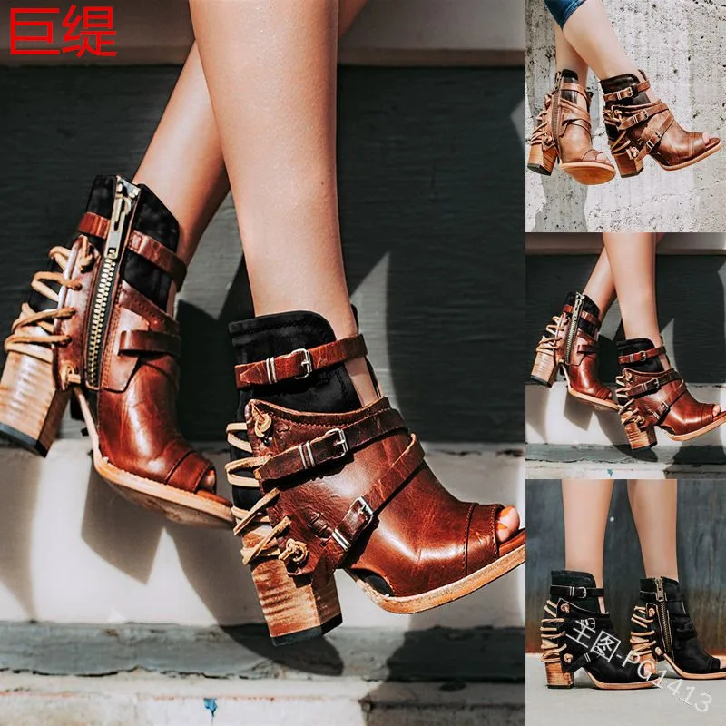 

NEW Women's Ankle Boots Leopard Women Pointed Toe Ladies Chunky High heel Female Shoes Woman Footwear Plus Size 2020 new