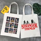 Очень странные дела с рисунками героев мультфильма для женщин сумка 2021 большой Ёмкость Harajuku Сумка Многоразовые Vogue Повседневная забавная через плечо в винтажном стиле из плотной ткани сумки