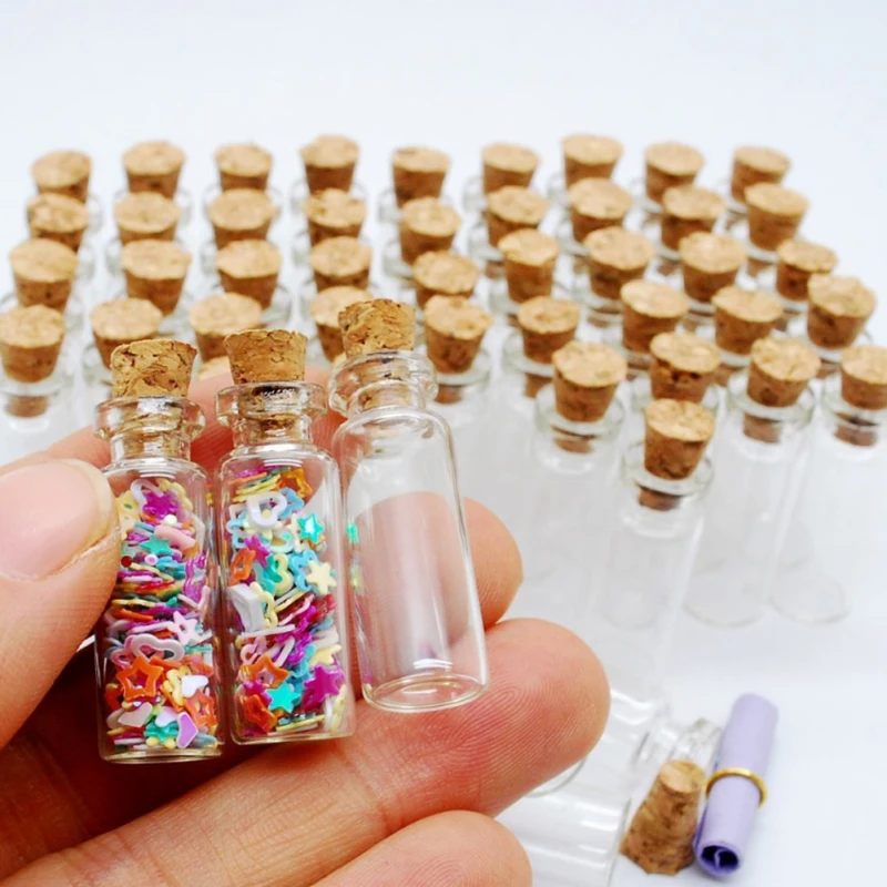 

5PCS Mini Transparent Bottles With Cork Stopper Capacity For 0.5ml 1ml 2ml 3ml 4ml 5ml 6ml 7ml 10ml Glass Jars Wishing Bottle
