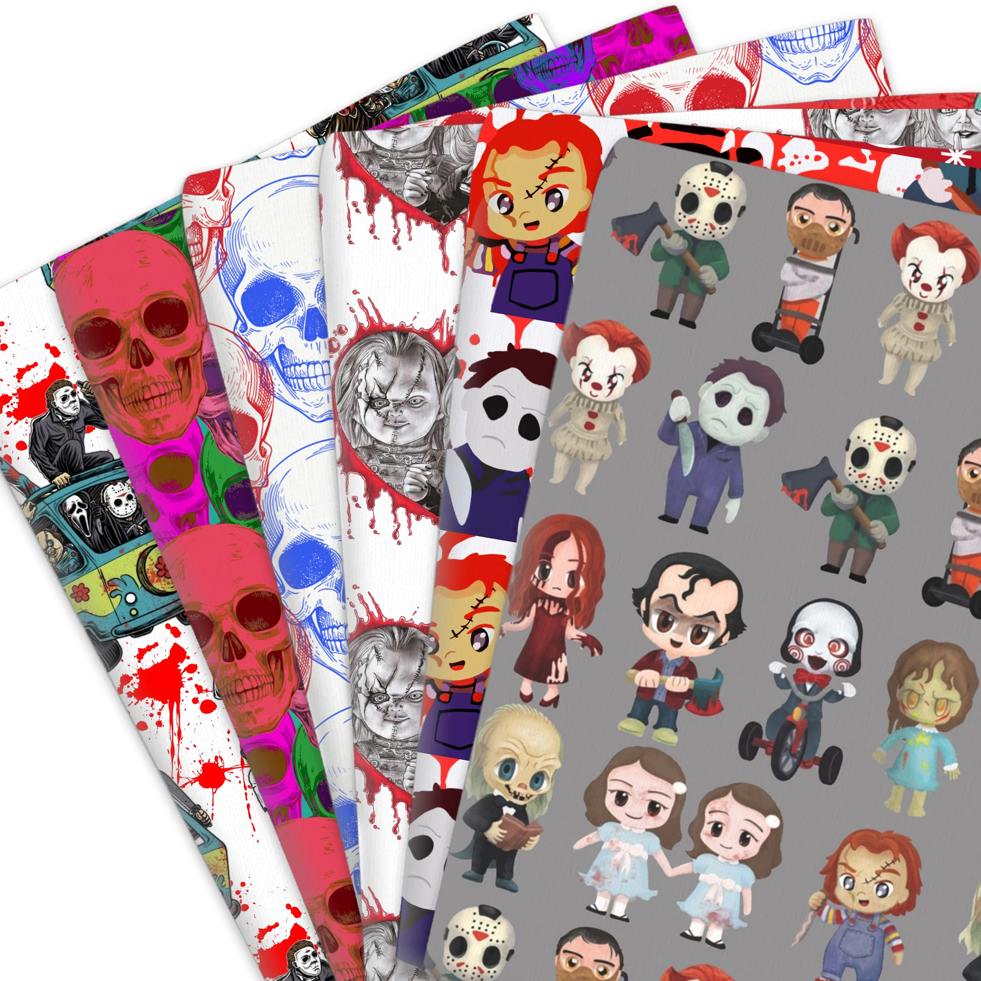 Ткань полиэстер хлопок череп динозавра ведьма печатных ткань для платья патчи