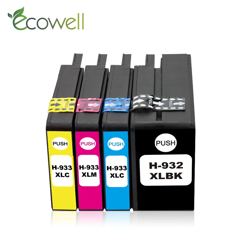 

Ecowell 1 комплект 932XL 933XL чернильный картридж заменить для hp 932xl 933 hp 932 совместимый для hp Office jet 6100 6600 6700 7110 7610 7612