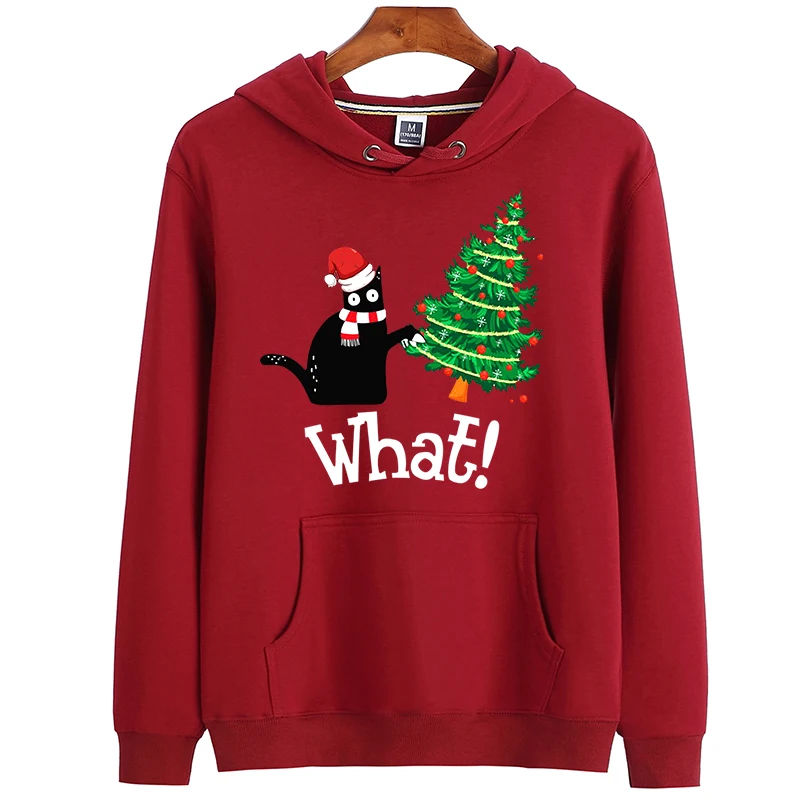 

100% Cotton New Year Cat Print Sweater Women's Pullover Sweater Women Winter Men's Sweater Super Dalian Hoodie Couple Sweater