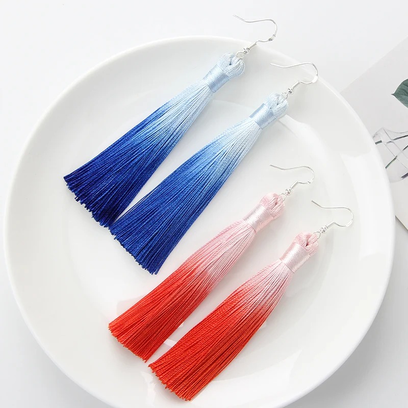 2019 новые Подвесные серьги женские модные сережки с кисточками Boho Национальный