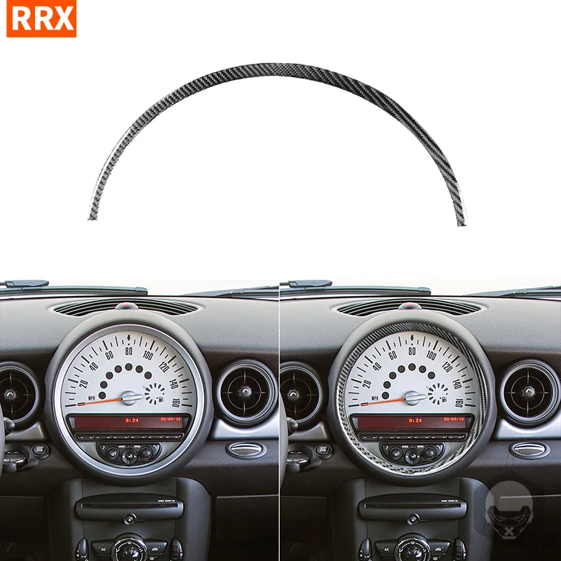 For Mini Cooper Hardtop R56 Clubman R55 Convertible R57 Carbon Fiber Stickers Speedometer Center Console Panel Car Accessories