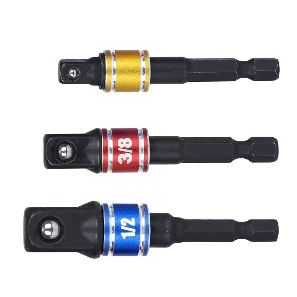 

3PCS Power Hand Tool Socket Adapter Set Hexagonal Square Nut Driver Impact Socket Extended Drill Bit Socket Wrench Adapter Set