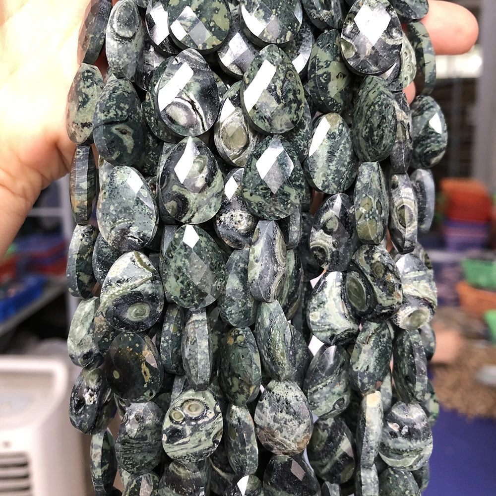 13*18mm Natural Green Malachite Kambaba Stone Faceted Water Drop Loose Spacer Beads For Jewelry Making DIY Bracelets Accessories | Украшения