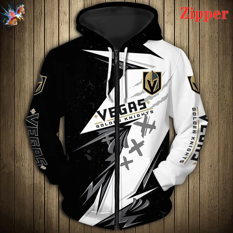

Spring and Autumn Fashion Casual Men's Golden Knight Hoodie Black and White Striped Metal Helmet Print Cool Top Sweater
