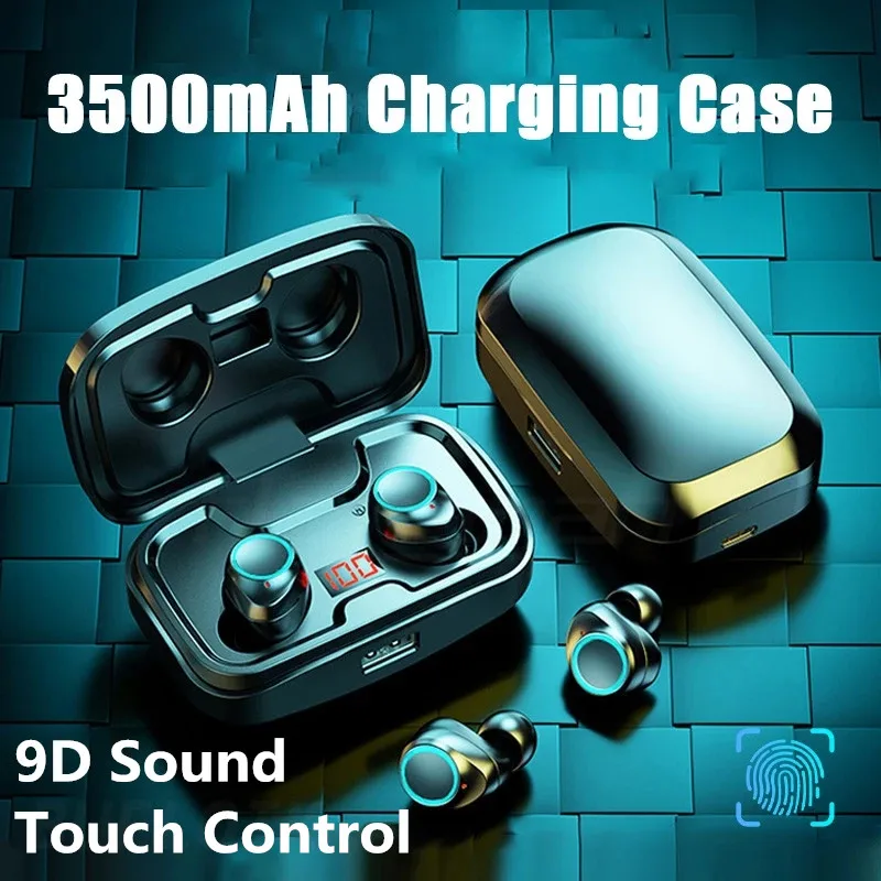 TWS Bluetooth-наушники 3500 мА/ч зарядный чехол спортивные водонепроницаемые