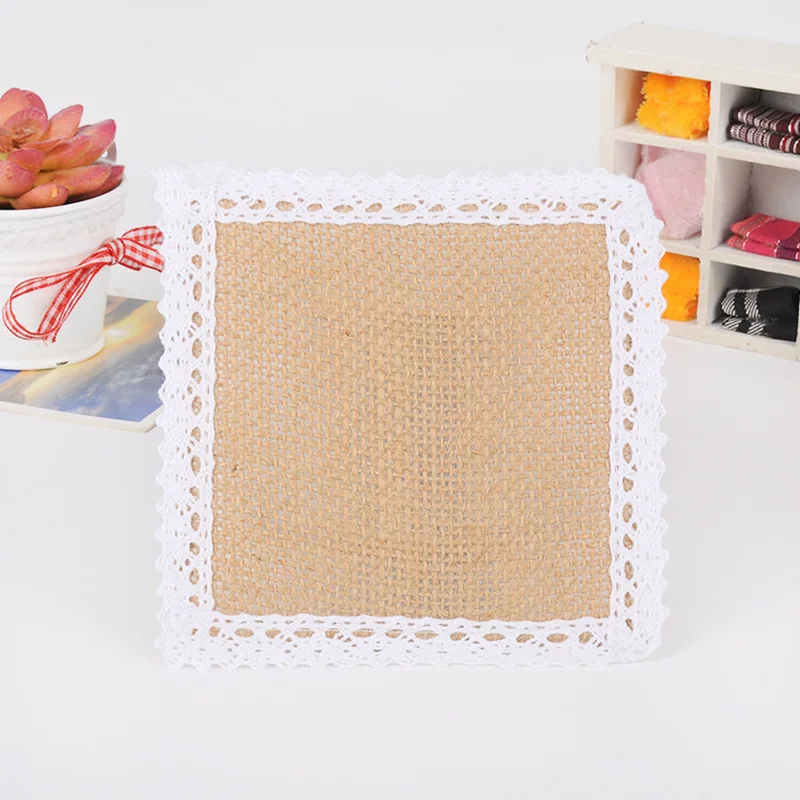 Кружевные джутовые подставки Diy настольные Винтажные льняные Изоляционные
