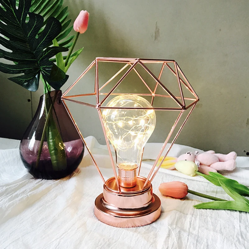 Iron House Shape Table Lamp Wrought Candlestick Night Light Minimalist Explosion Ins Gift Style Reading | Лампы и освещение
