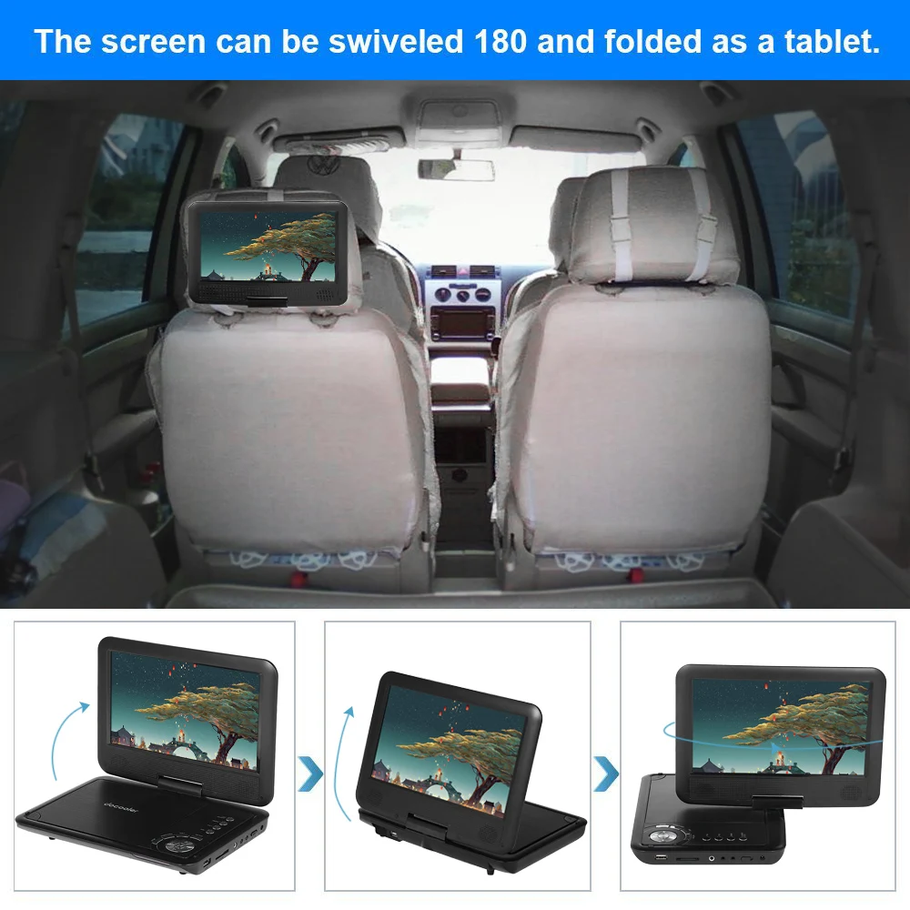 Портативный DVD плеер Docooler с вертлюжным экраном цифровой мультимедийный 9 5 дюйма