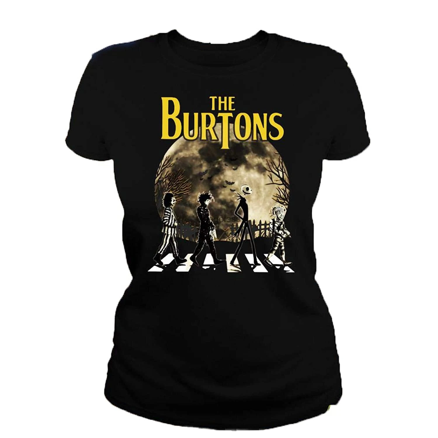 The Burtons AbbeyRoad Moon Хэллоуин рубашка крутая Повседневная хлопковая Футболка с