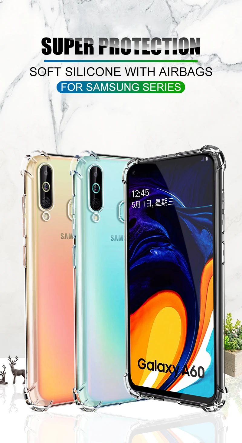 Противоударный чехлов из термопластичного полиуретана(TPU чехол для samsung Galaxy Note 10 Pro A90 A80 A70 A60 A50 A40 A30 A20E A10S A20S A2 J2 Core M30S M20 M10