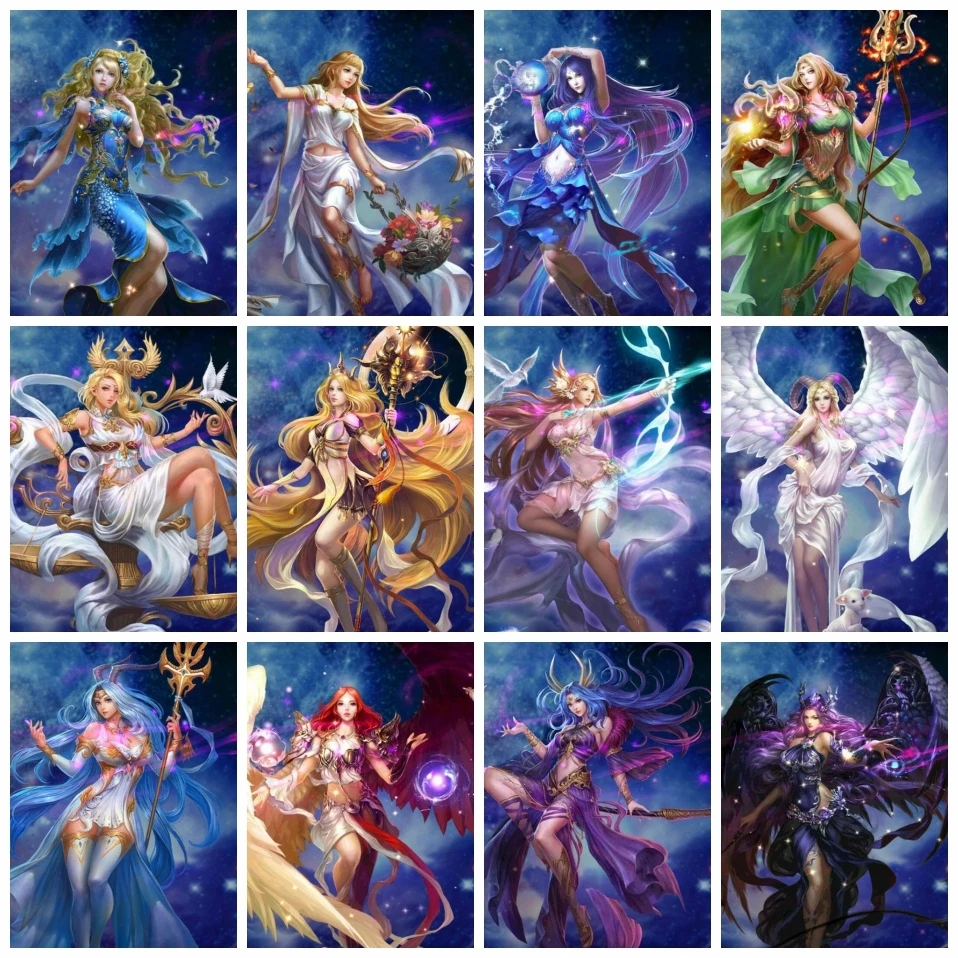 

AZQSD алмазное искусство созвездия 12 Стразы Алмазная картина для девочек портрет ручная вышивка мозаика домашний Декор подарок