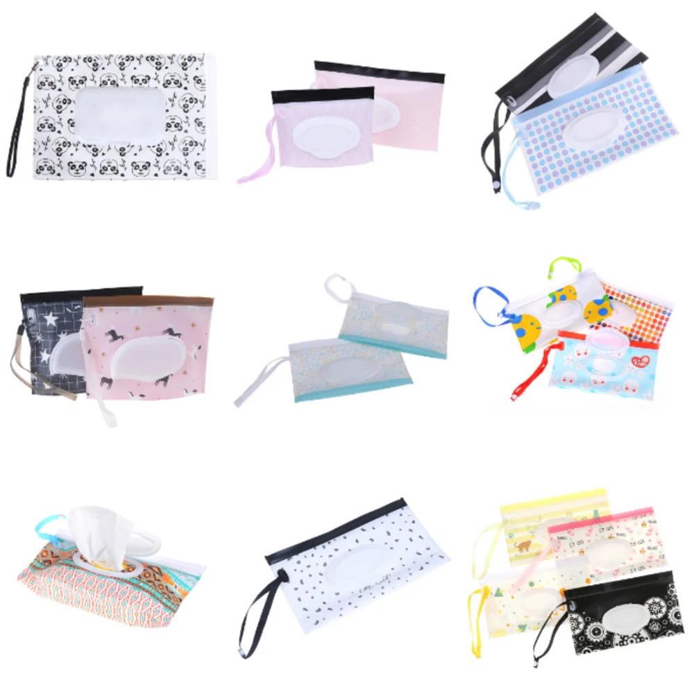 

Baby Wet Wipes Bag Reusable Wet Wipes Cover Container Wet Wipes Kid Fashion Print Skin Care Travel Bag Container For Baby Care